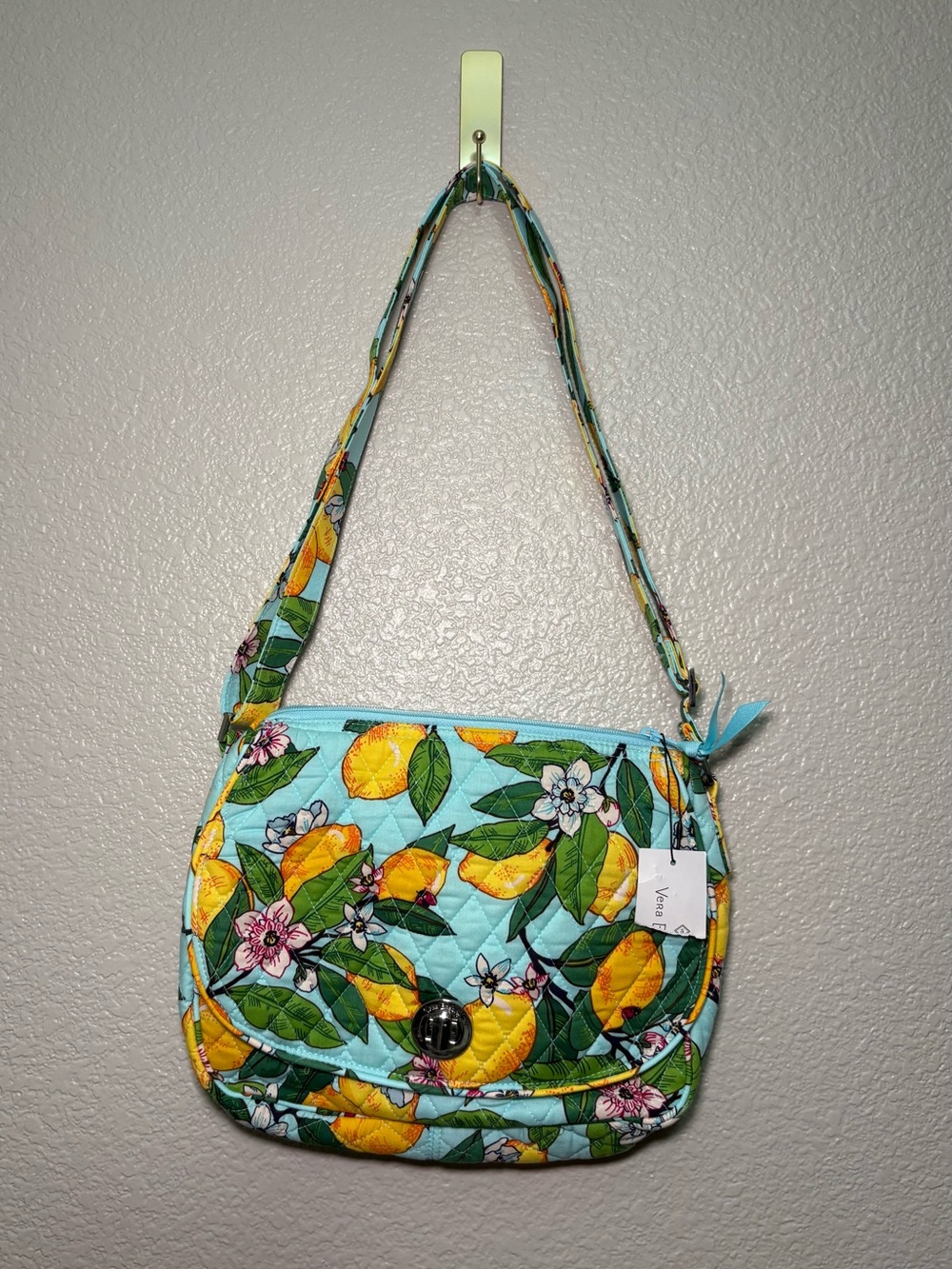 🍋 Vera Bradley Lemon and Floral Print Quilted Adjustable Shoulder Bag